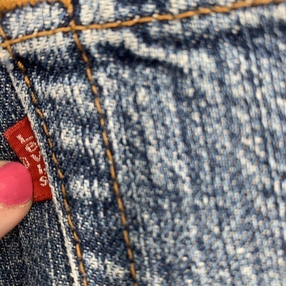 LEVIS 505 Shorts Mens W36 Denim Regular‎ Fit Distressed Cotton Med Wash Blue - Picture 4 of 9